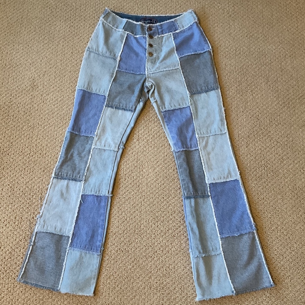 Women’s Zana Di Patchwork Vintage Retro jeans Size 9-10 Button Fly